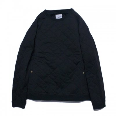 oversized quilted sweat shirt w/hand warmer pocket. (black.)