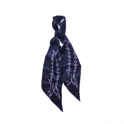silk scarf w/leaf -L- (black.)