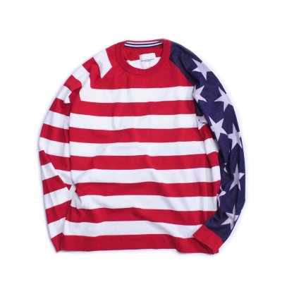 star&stripes sweater. (navy.red.white.)