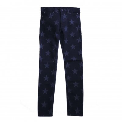 star patterned stretch slim tapered 6 pocket jean. -black.- <br> (MINEDENIM)