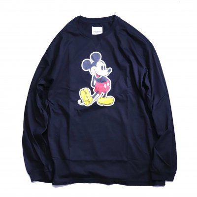oversized Mickey Mouse crew neck l/s tee. (black.original.)