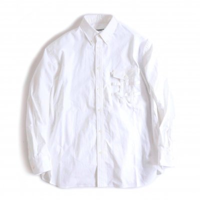 side back zip not button down shirt? (white.)