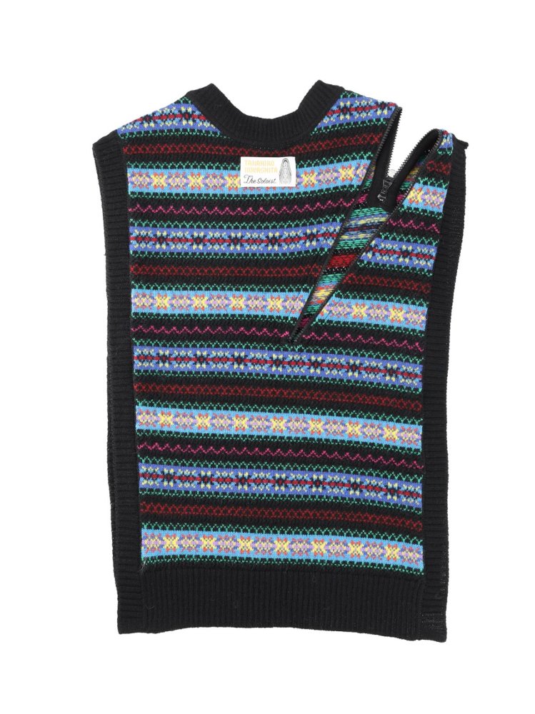 reverse double zip fair isle pattern vest. - circus e-boutique