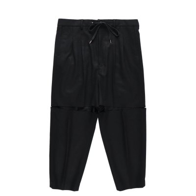 sp.0007b two-way cropped baggy pant. (black.)