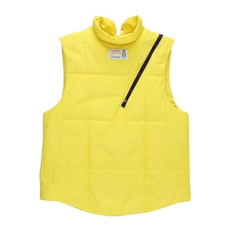 sj.0007 double zip reverse puffy vest. (yellow.)