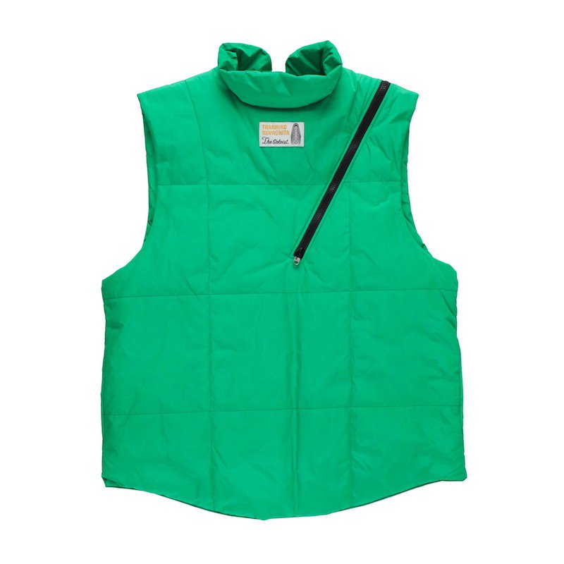 sj.0007 double zip reverse puffy vest. (green.)