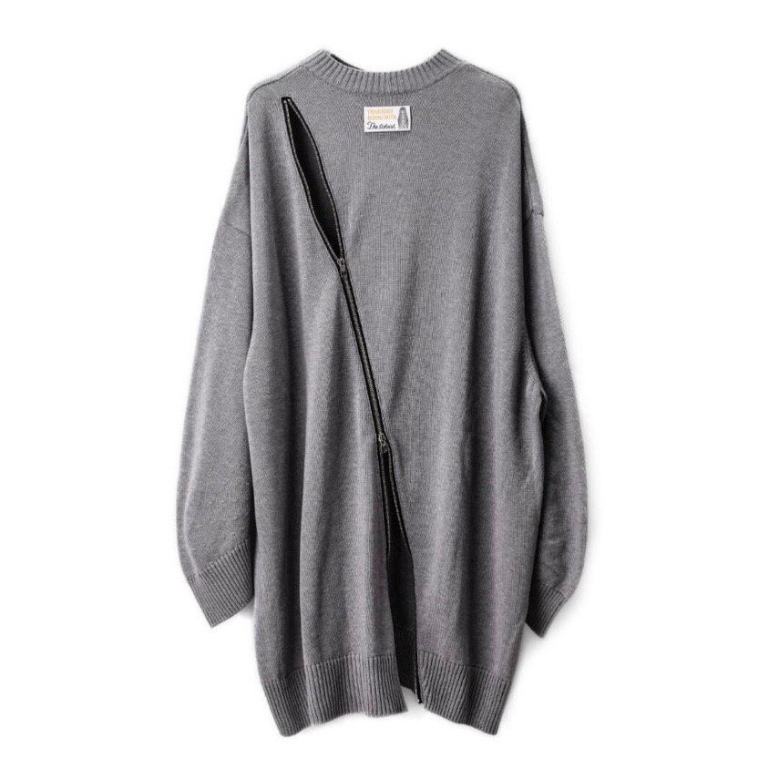 sk.0001b two-way zip reverse ballon shaped mid gauge crewneck  sweater.(10G)(solid) - circus e-boutique