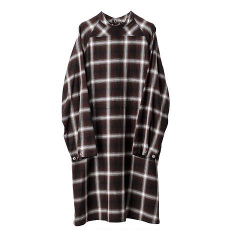 ss.0005 medical gown shirt.(ombre check / brown) 