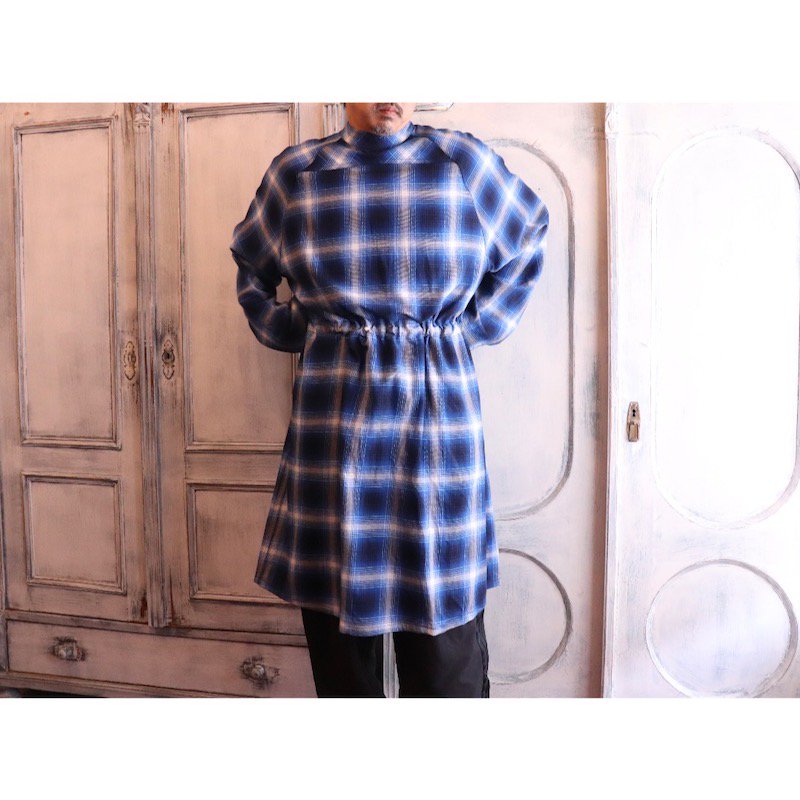 ss.0005 medical gown shirt.(ombre check / blue) - circus e-boutique