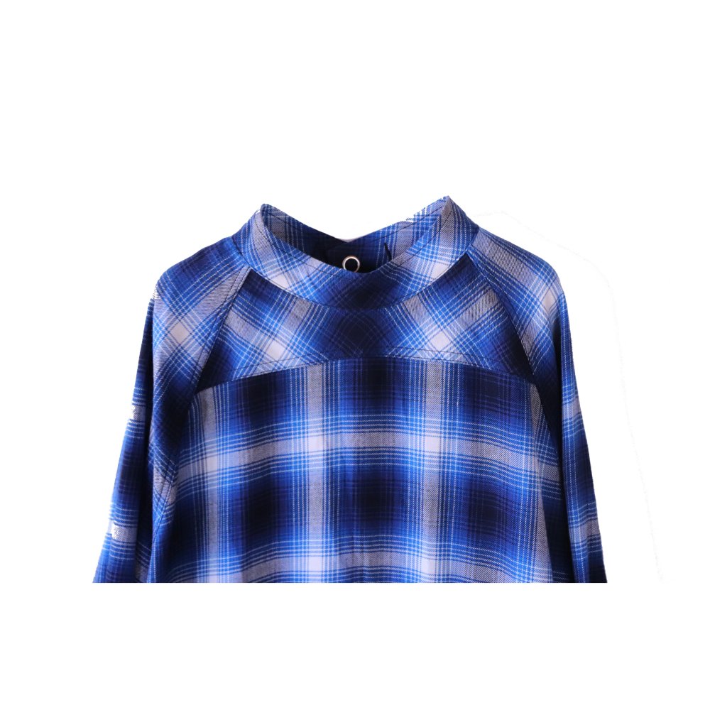 ss.0005 medical gown shirt.(ombre check / blue) - circus e-boutique