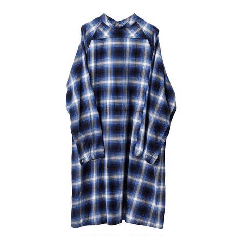 ss.0005 medical gown shirt.(ombre check / blue) 
