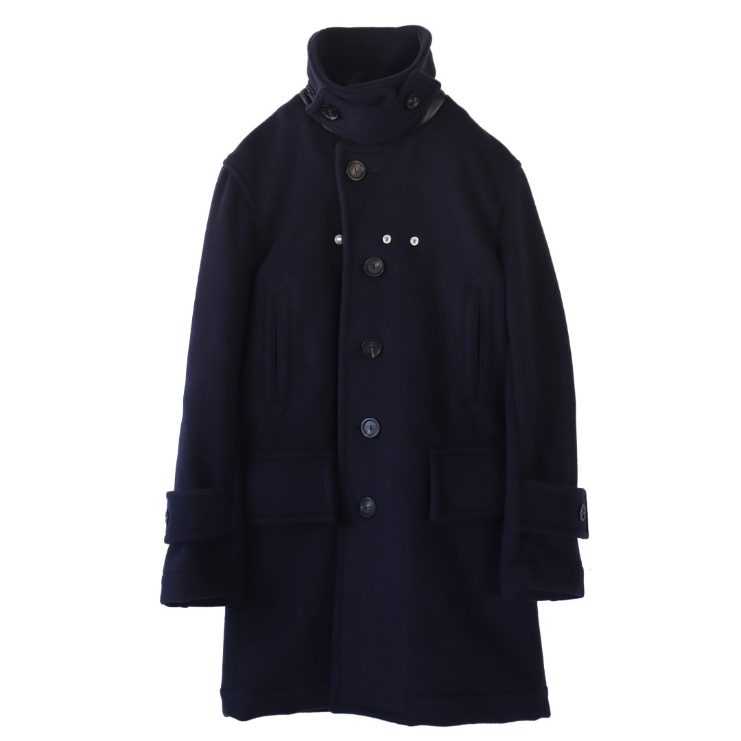 sj.0016b right - left pencil silhouette single breasted peacoat. (midnight.)