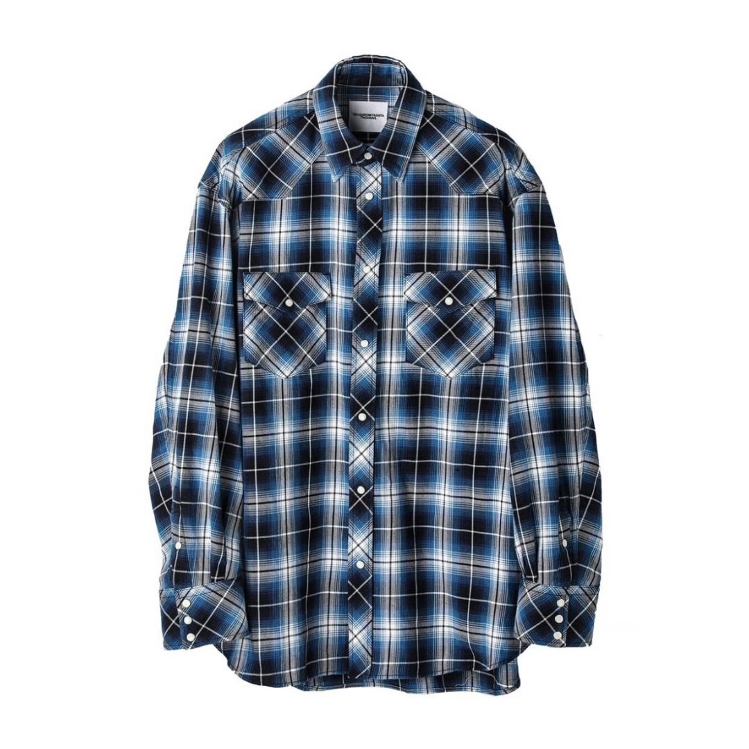ss.0005 back gusset sleeve western shirt. (blue.)