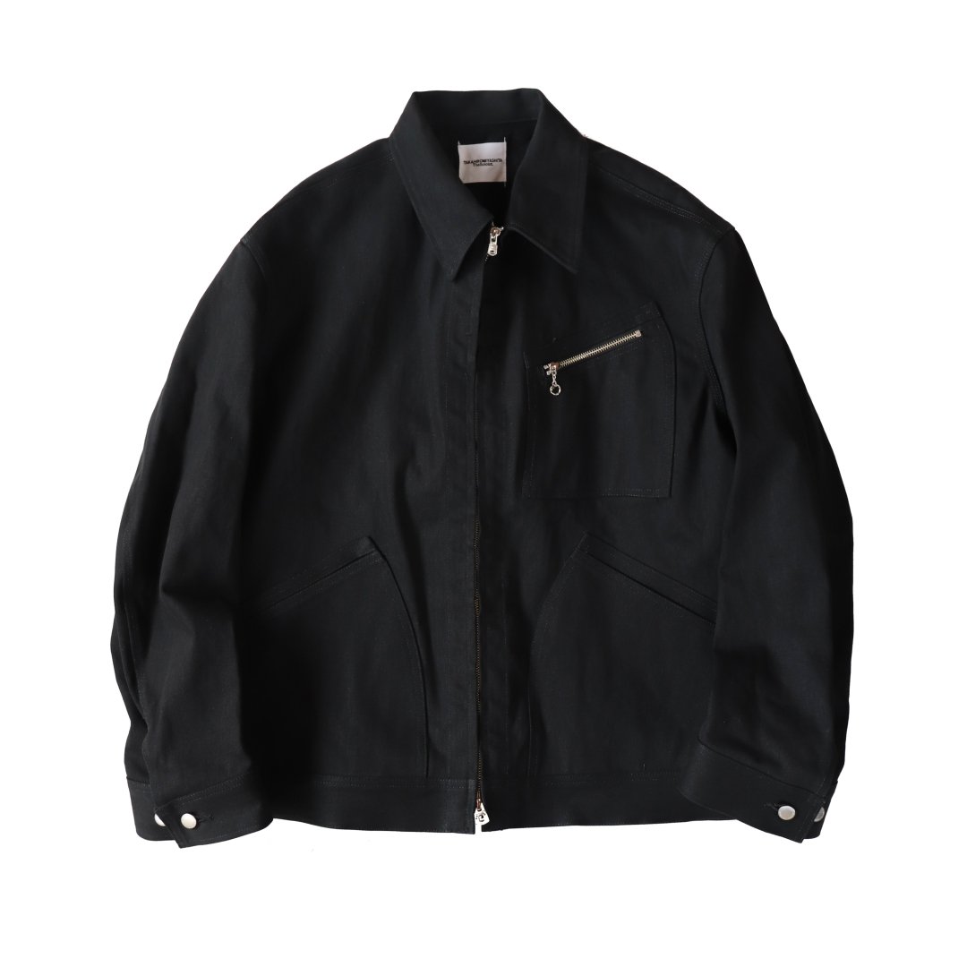sj.0011a back gusset sleeve worker jacket. (black)