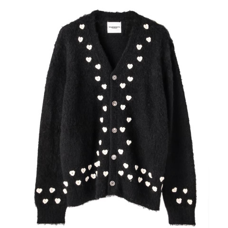 sk.0014 heart attached mohair cardigan.