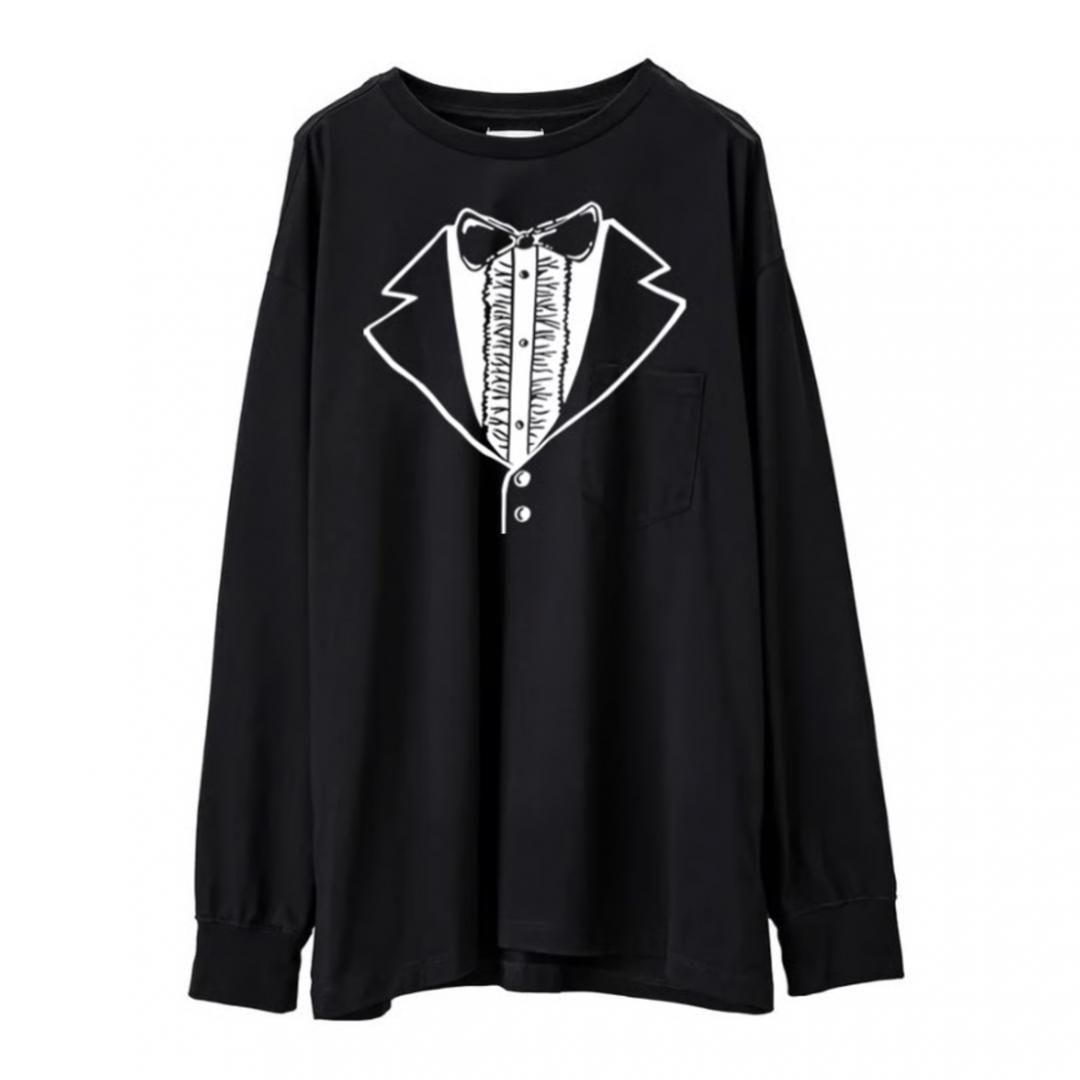 sc.0012 trompe l'oeil tuxedo over sized l/s tee.