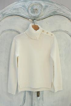 middle gauge turtle neck sweater. -o.white.-