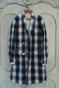 narrow chesterfield coat. navy. (ombre plaid.)