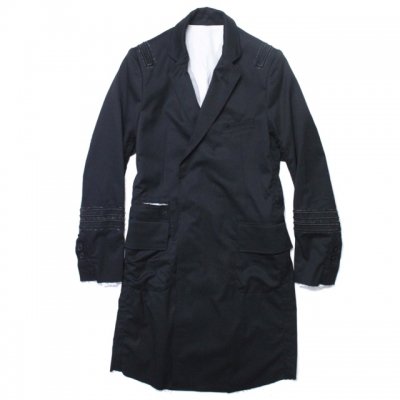 double breasted chesterfield coat. -black.-