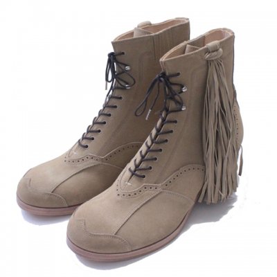 western cut boots w/fringe. -sand beige.-
