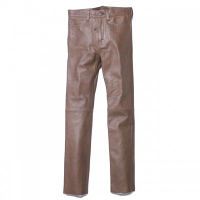 NO STRETCH LEATHER PT -BROWN-