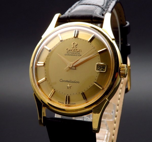 【ジャンク】OMEGA K18金無垢 カットガラス ゴールド手巻き時計