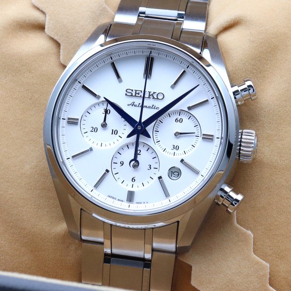 超美品 新古品 セイコー プレザージュ Sark005 メンズ 腕時計 シースルーバック Seiko クロノグラフ 自動巻