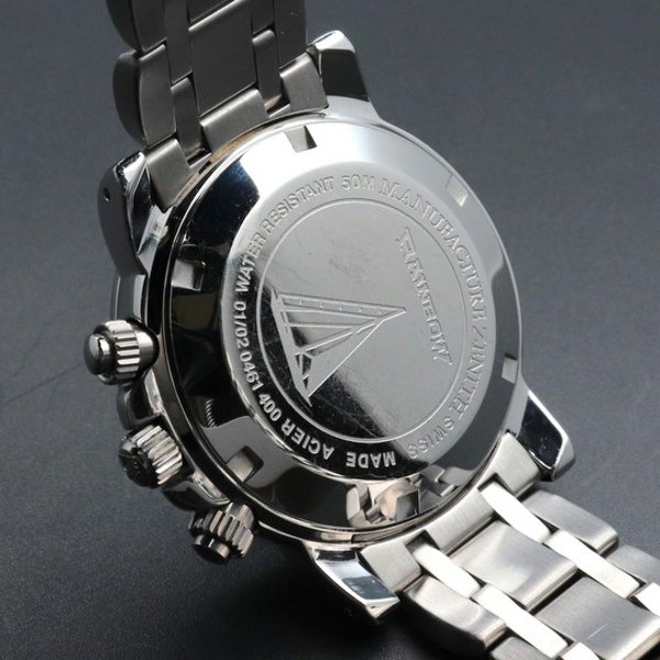 【ZENITH】ゼニス レインボーブラック 01/02.0470.405 ステンレススチール 自動巻き クロノグラフ メンズ 黒文字盤 腕時計