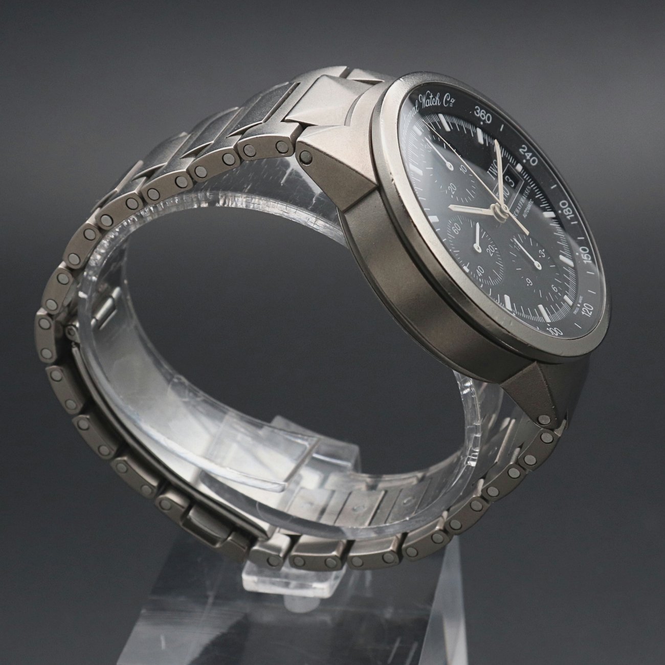 IWC メンズ腕時計 GST クロノグラフ IW372701 デイト表示 チタン ブラック文字盤 クォーツ 仕上げ済