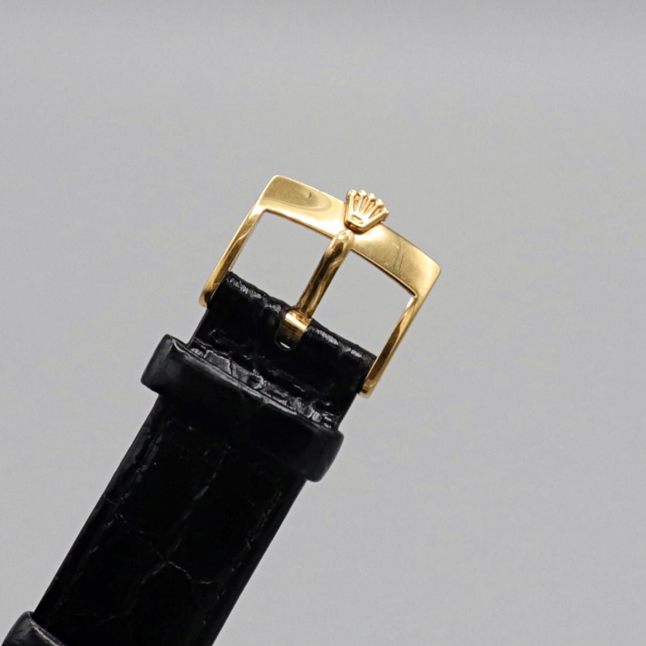 ロレックス 時計 純正皮ベルト 黒 純正ロレックス尾錠 裏側刻印あり