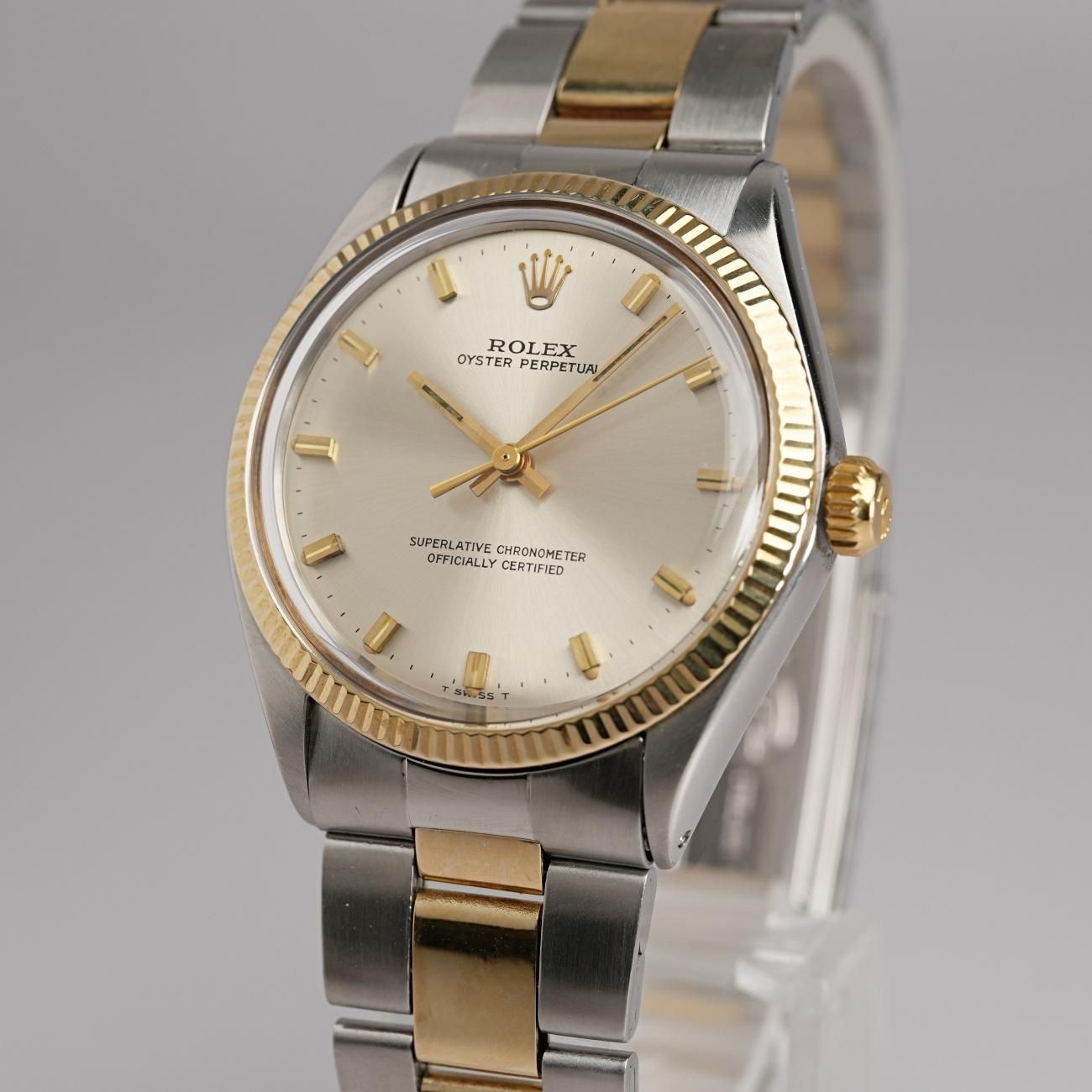 希少☆ロレックス オイスターパーペチュアル 1005 ゴースト コンビ ブラウン ROLEX OYSTER PERPETUAL Ref.1005 Tropical Brown Dial – TIMEANAGRAM