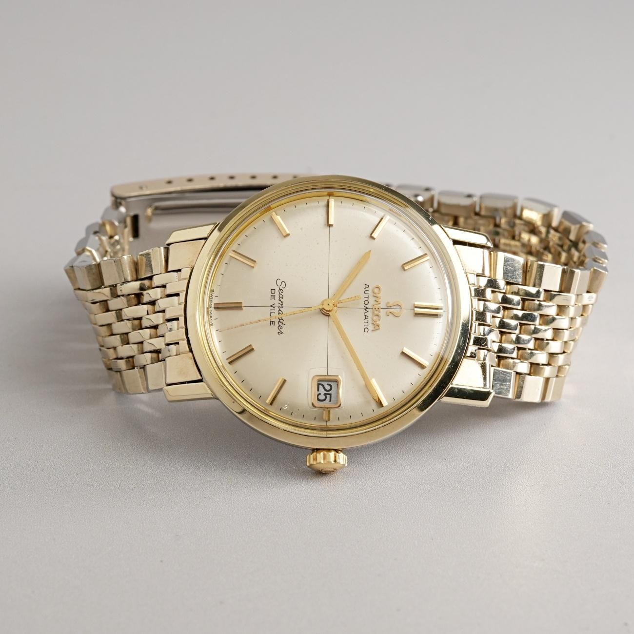 OMEGA Seamaster 自動巻き 腕時計 ゴールド オメガ/シーマスターデイト/ゴールドダイヤル/キャップゴールド