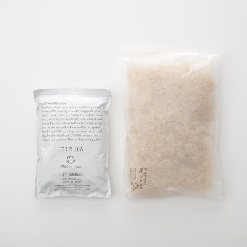 杉の微粒チップをブレンドした枕材 杉の微粒チップをブレンドした枕材