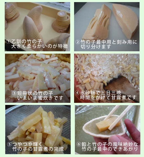 京都長岡京の特産品竹の子を三日三晩氷砂糖で蜜漬けします