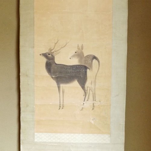 明治時代頃・掛軸・鹿人・鹿図 | Kakejiku,paper,cir1900 - HUMI（フーミ） | 骨董・古美術 | アンティーク |  Japanese Antiques | オンラインストア