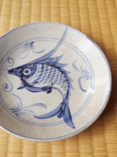 清朝時代後期頃・中国・青花・魚絵・四寸皿 | Sara,China,porcelain 