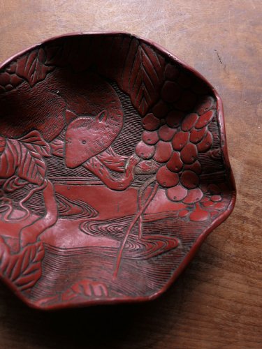 明時代頃中国・彫漆・堆朱・栗鼠紋・鉢 | Hachi,China,wood,cir1600