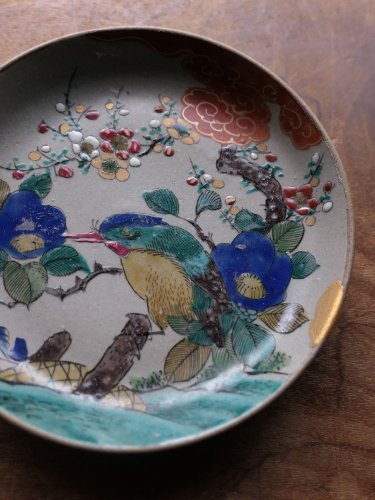 アンティーク明治時代　雰囲気のある明治時代の瀬戸焼の直径35cmの大皿