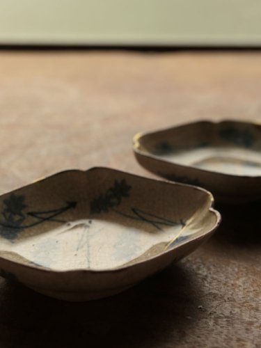 江戸時代中期頃・伊万里・染付・紅葉・松・金直・豆皿・二枚組・ろ | Sara,2set,Imari,porcelain,cir1700