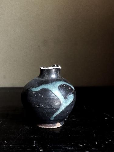 江戸時代中期頃・八重山焼・黒釉・壷・8cm | Tsubo,Yaeyama,ceramic,cir1700