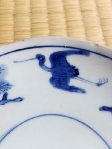 清朝時代初期頃・中国・古染付・鳥松絵・五寸皿 | Sara,China 