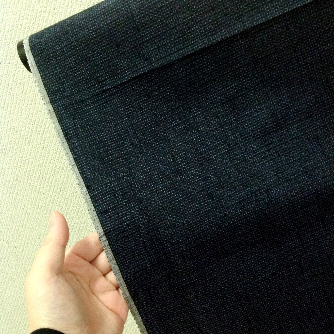 塩沢紬 200処亀甲絣No.238（紺地/藍目色） 広幅（男女兼用） A反（完全