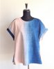 伝統織物のトップブランド塩沢紬（色無地）に本藍染めを施した洋服オリジナルブランド『ツムギンブルー』　ぼかし染め（ベストＡ／Ｔシャツスタイル）の商品画像