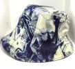 夏塩沢の本藍染めのファッション「ナツシオンブルー」　板締め染め後ゴム付き帽子B(絹１００％)の商品画像