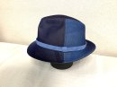 伝統織物のトップブランド塩沢織（夏塩沢）の藍染め（ぼかし染め）中折帽子　Ｌサイズ（５９�）の商品画像