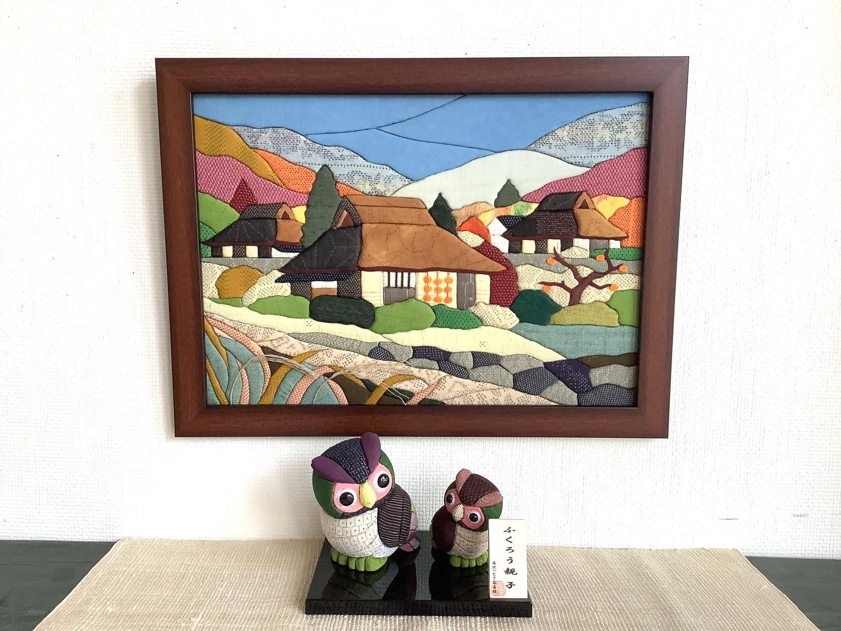 布絵　織物　平安　額装 布絵 織物 平安 額装