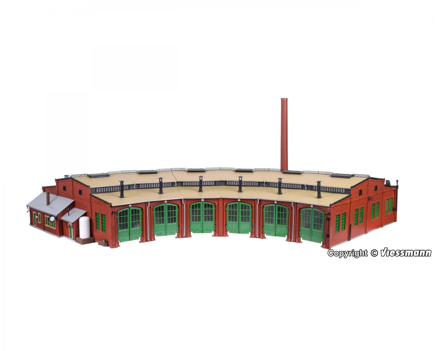 フォルマー(Vollmer) HO Roundhouse with door lok mechanism, six track 45758 | L  86 x W 42 x H 13 cm chimney H 30 -  欧米型鉄道模型通販｜global-train｜グローバルトレイン｜外国型鉄道模型専門店｜欧州型鉄道模型｜アメリカ型鉄道模型｜HOゲージ通販｜Nゲージ通販  ...