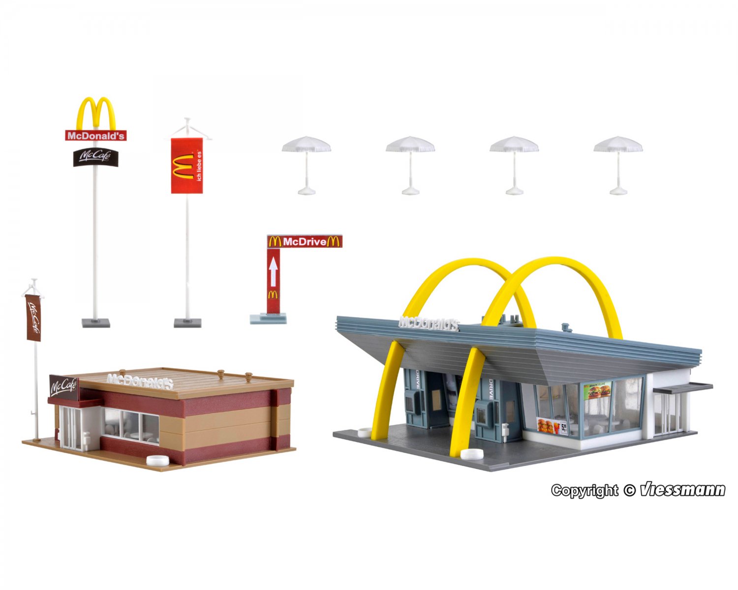 フォルマー(Vollmer) HO McDonald`s fast food restaurant with McCafe 43635-  欧州鉄道模型専門店 global-train