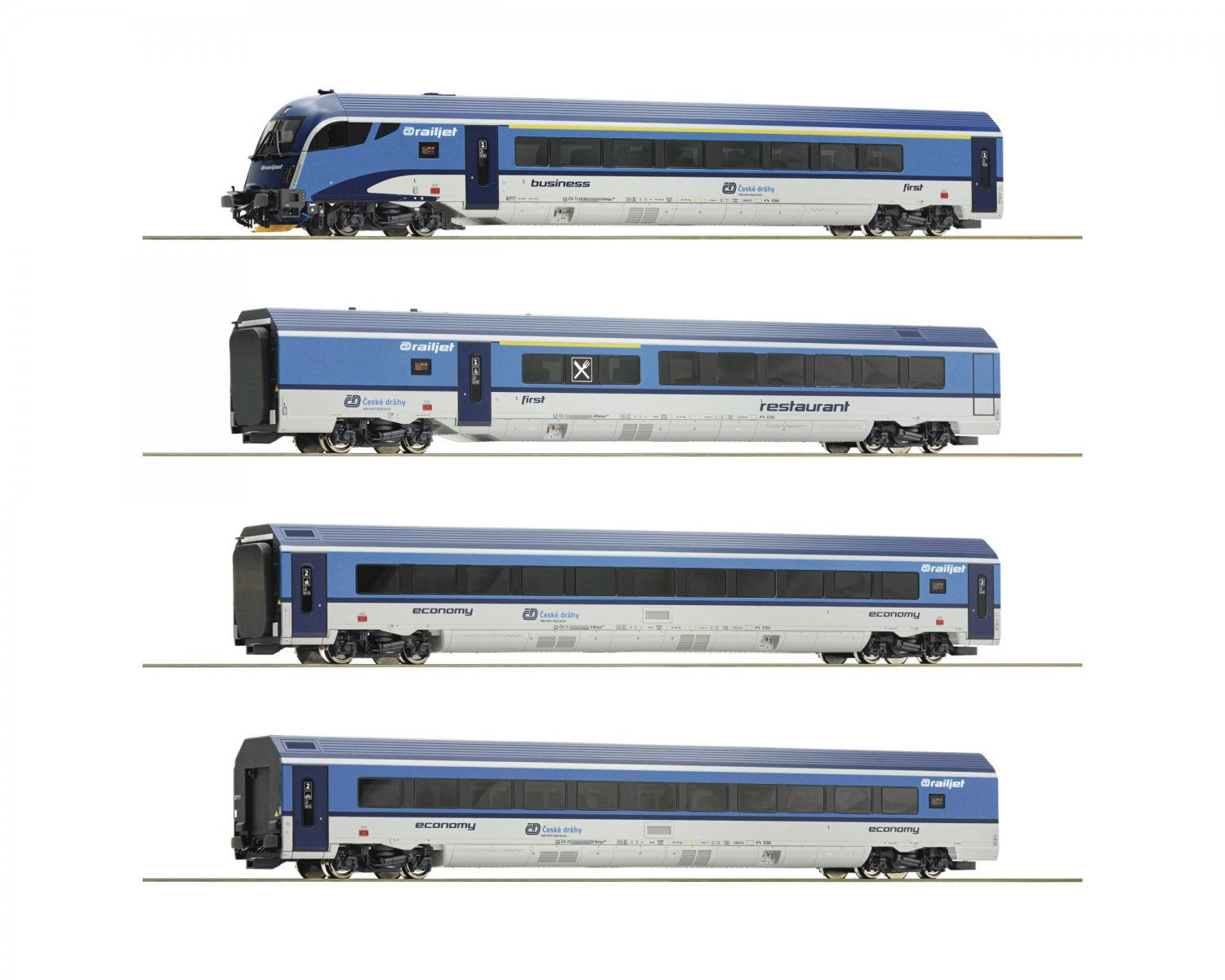 ROCO OBB Railjet(レールジェット) 客車4両 HO DCC - 鉄道模型