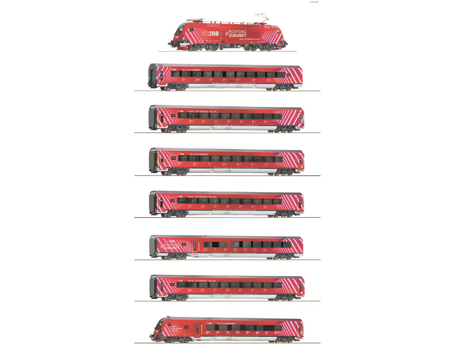 ロコ(Roco) HO オーストリア連邦鉄道100周年記念 Taurus Railjet 8輌セット | 鉄道模型 - 欧米型鉄道模型 通販｜global-train｜グローバルトレイン｜外国型鉄道模型専門店｜欧州型鉄道模型｜アメリカ型鉄道模型｜HOゲージ通販｜Nゲージ通販｜Zゲージ通販  ｜Gゲージ通販｜O ...